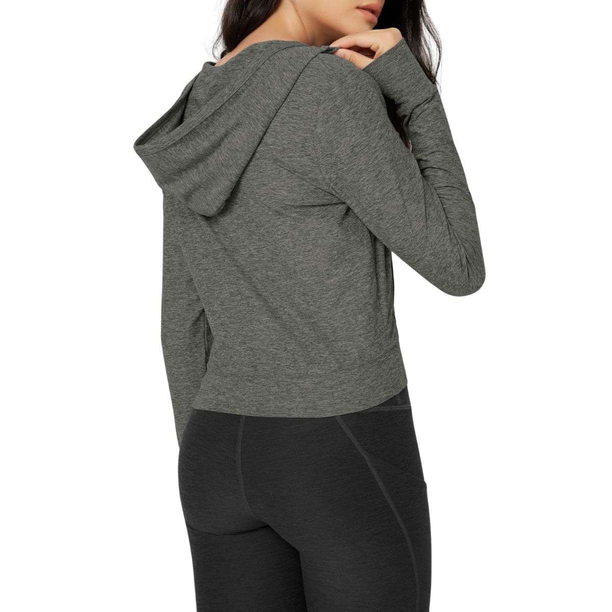 Women’s Full Zip Up Hooded Cropped Jacket with Pockets