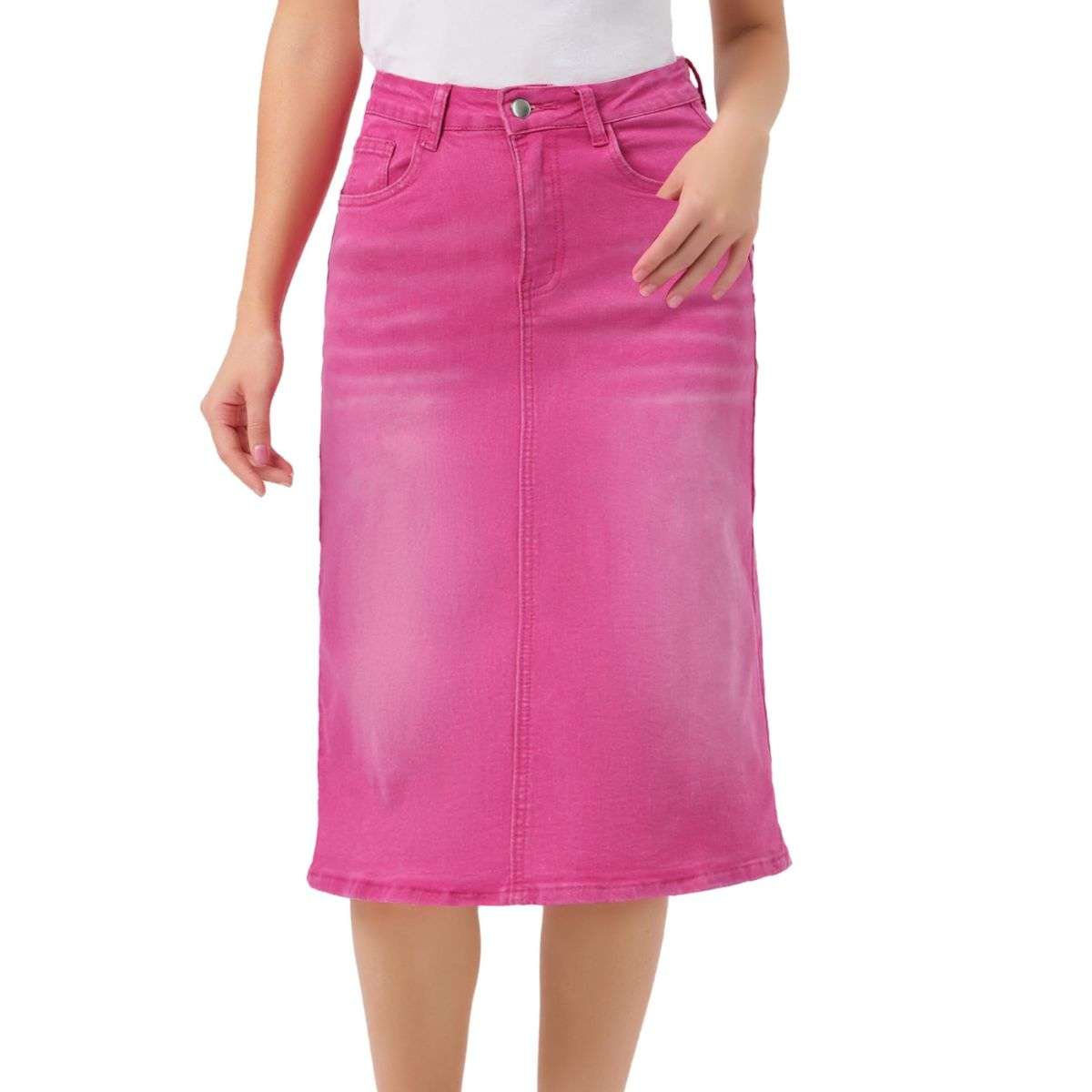 Women’s High Waisted Midi Denim Skirt