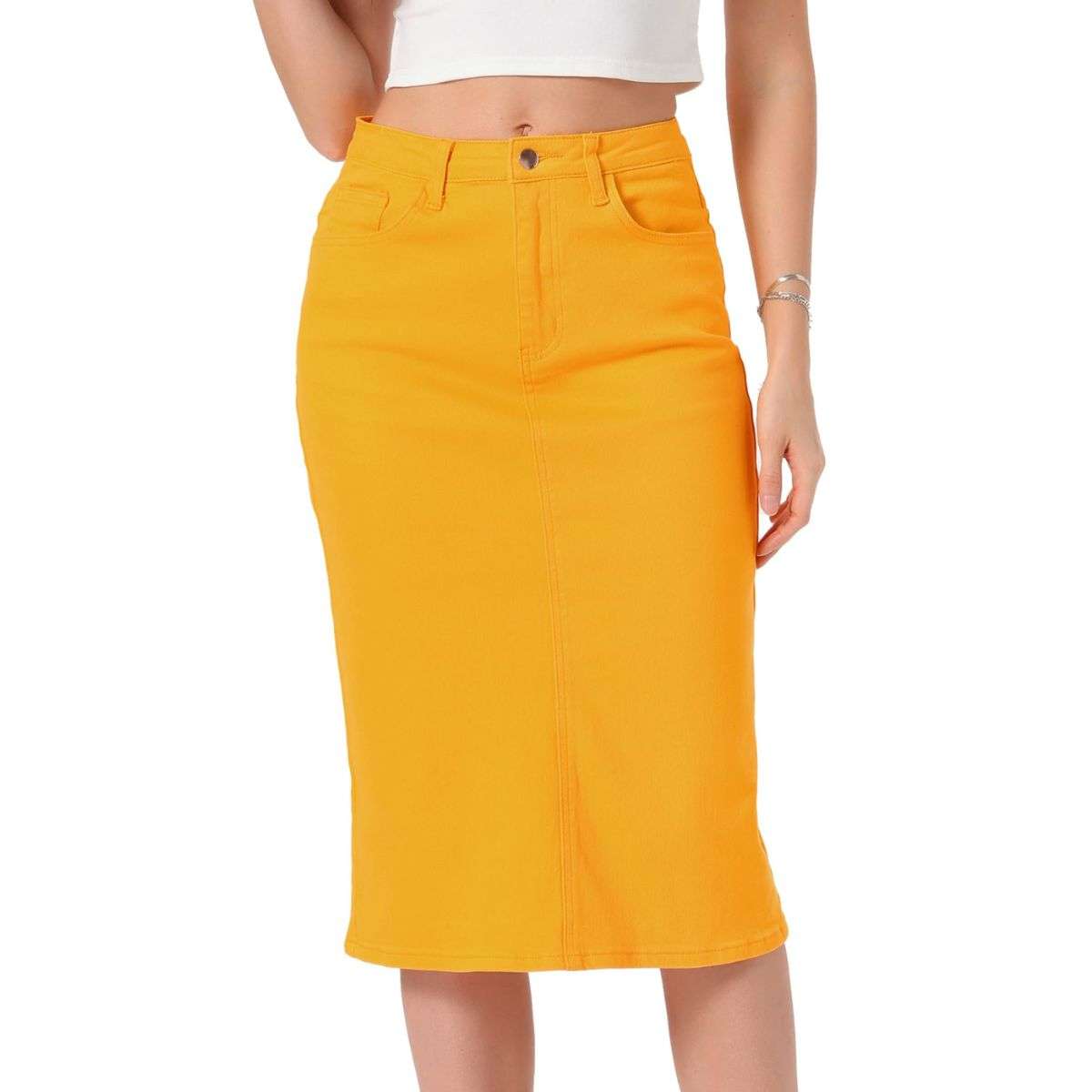 Women’s High Waisted Midi Denim Skirt