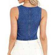 Women’s Square Neck Denim Vest
