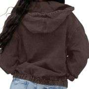 Women’s Zip Up Hooded Cropped Denim Jacket