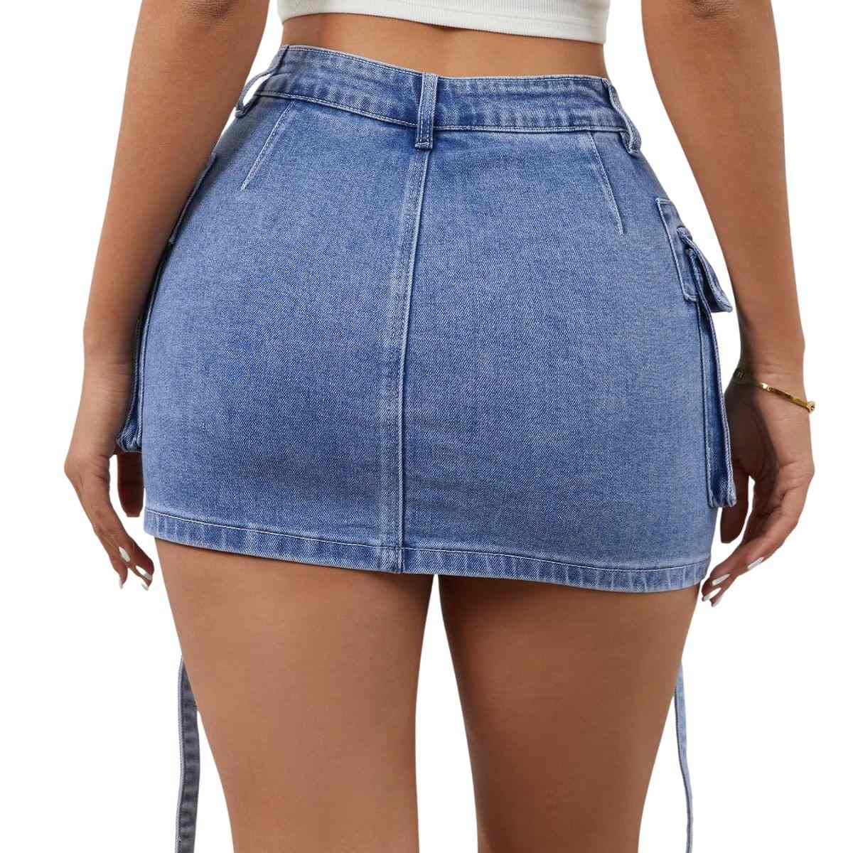Women’s Stretchy Cargo Denim Skort