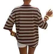 Women’s Y2K Striped Print Loose Short Sleeve T-Shirt