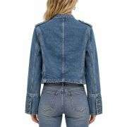Women’s Vintage Stand Collar Double Breasted Denim Jacket