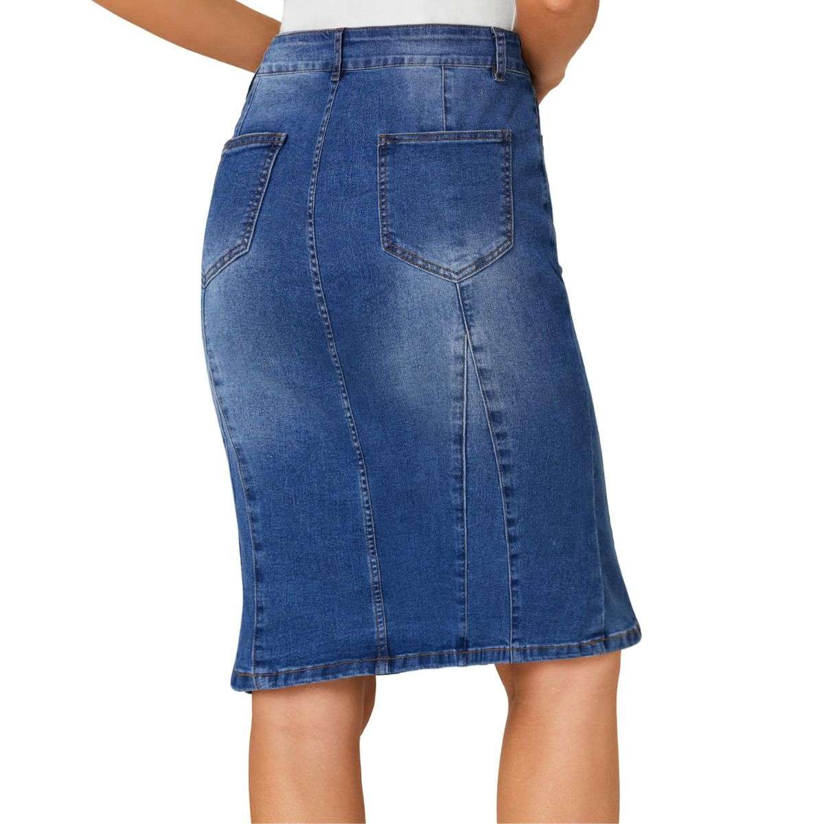 Women’s High Waisted Denim Midi Skirt