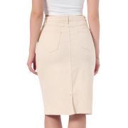 Women’s Stretchy Back Slit Midi Denim Skirt