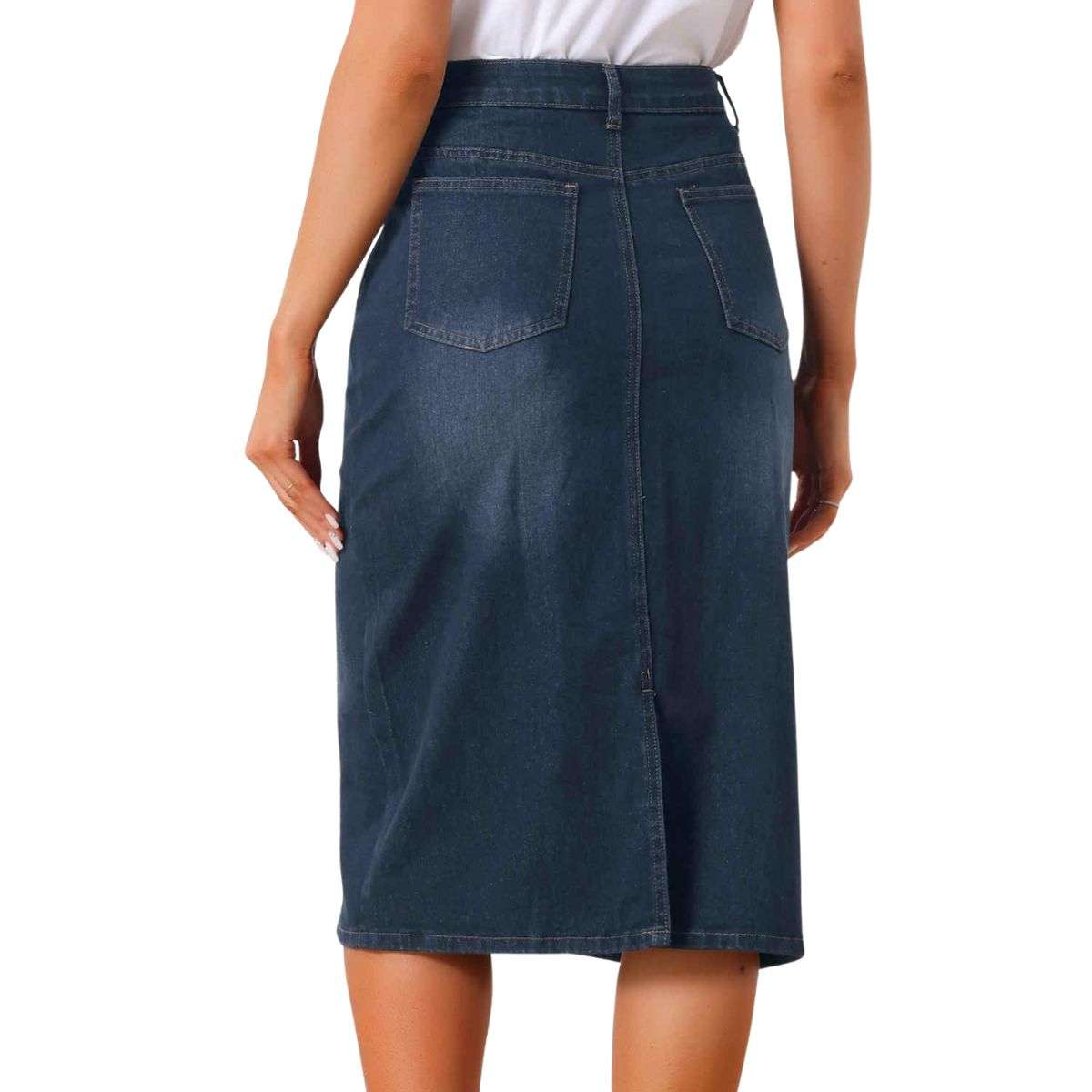 Women’s High Waisted Midi Denim Skirt
