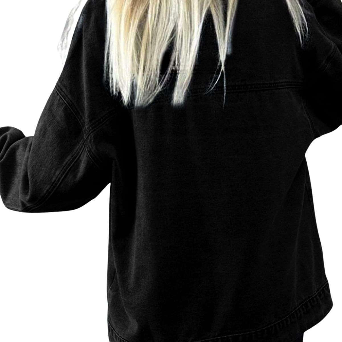 Women’s Casual Drop Shoulder Button Front Denim Jacket With Pockets