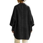 Women’s Collared V-Neck Oversized Long Sleeve Denim Tunic Shirt