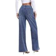 Women’s High Rise Elastic Waist Tummy Control Stretch Wide Leg Jeans