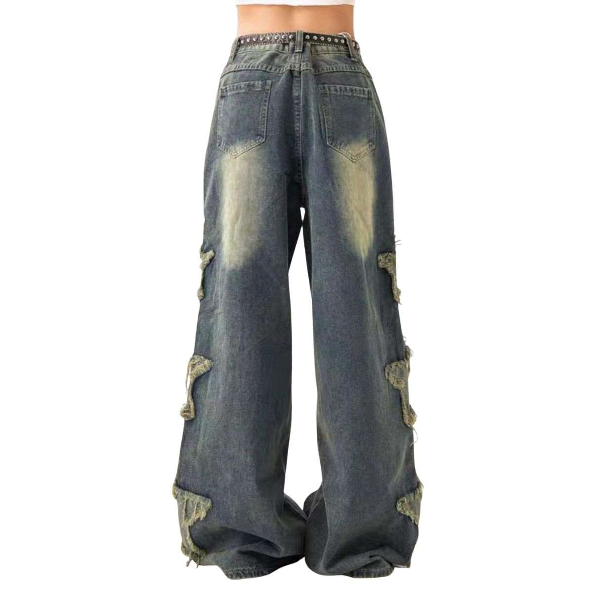 Women’s Cute Star Patchwork Loose Fit Jeans