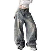 Women’s Cute Y2K Star Low Rise Barrel Leg Loose Jeans
