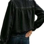 Women’s Puff Sleeve Button Vintage Denim Jacket