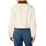 Women’s Contrast Corduroy Collar Cropped Heavyweight Denim Jacket