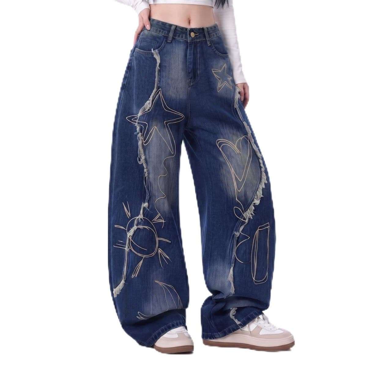 Women’s Y2K Style Loose Fit Denim Long Pants