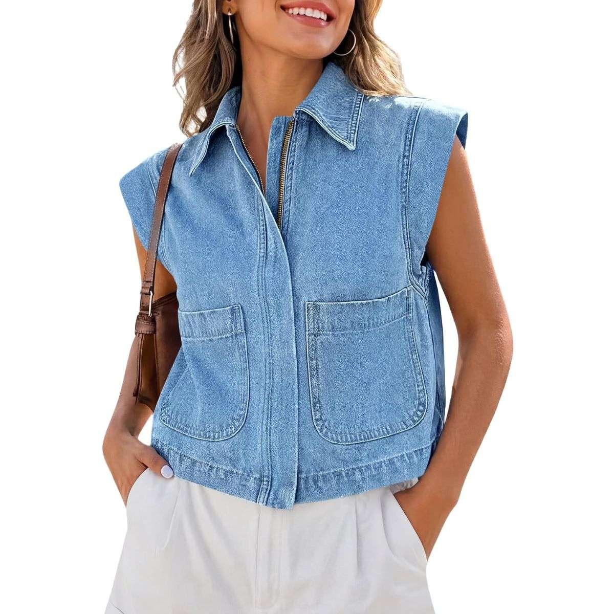 Women’s Zip Up Denim Vest