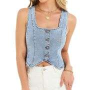 Women’s Square Neck Denim Vest