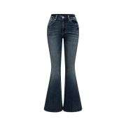 Women’s Gothic Punk Rhinestone Embroidered Flare Jeans