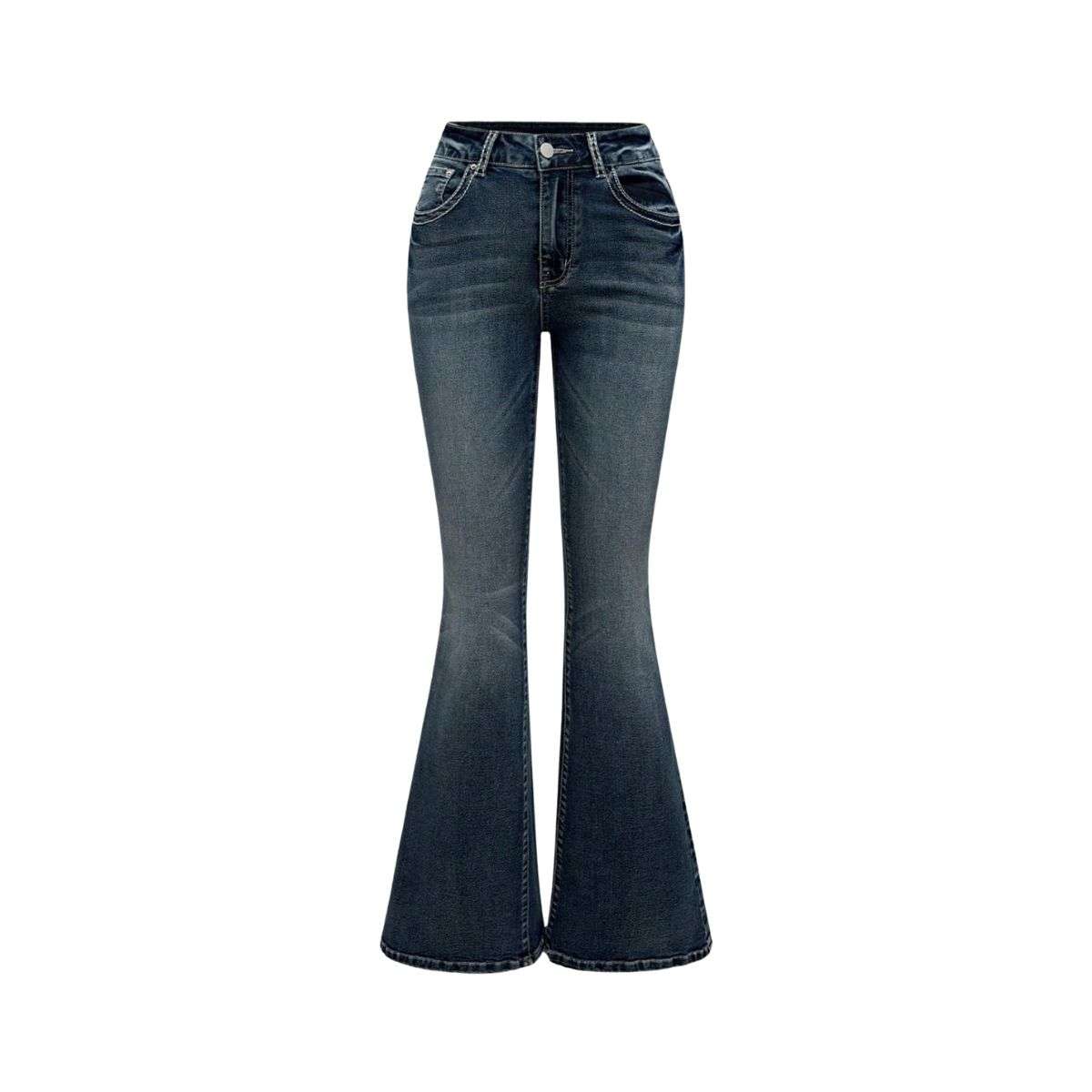 Women’s Gothic Punk Rhinestone Embroidered Flare Jeans