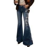 Women’s Mid Rise Embroidered Vintage Flare Jeans