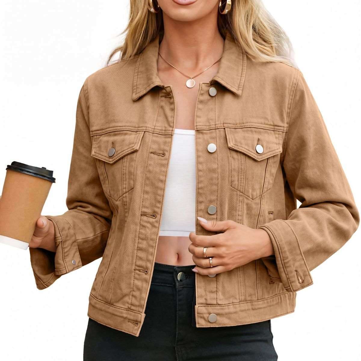 Women’s Slim Fit Button Front Western Denim Jacket