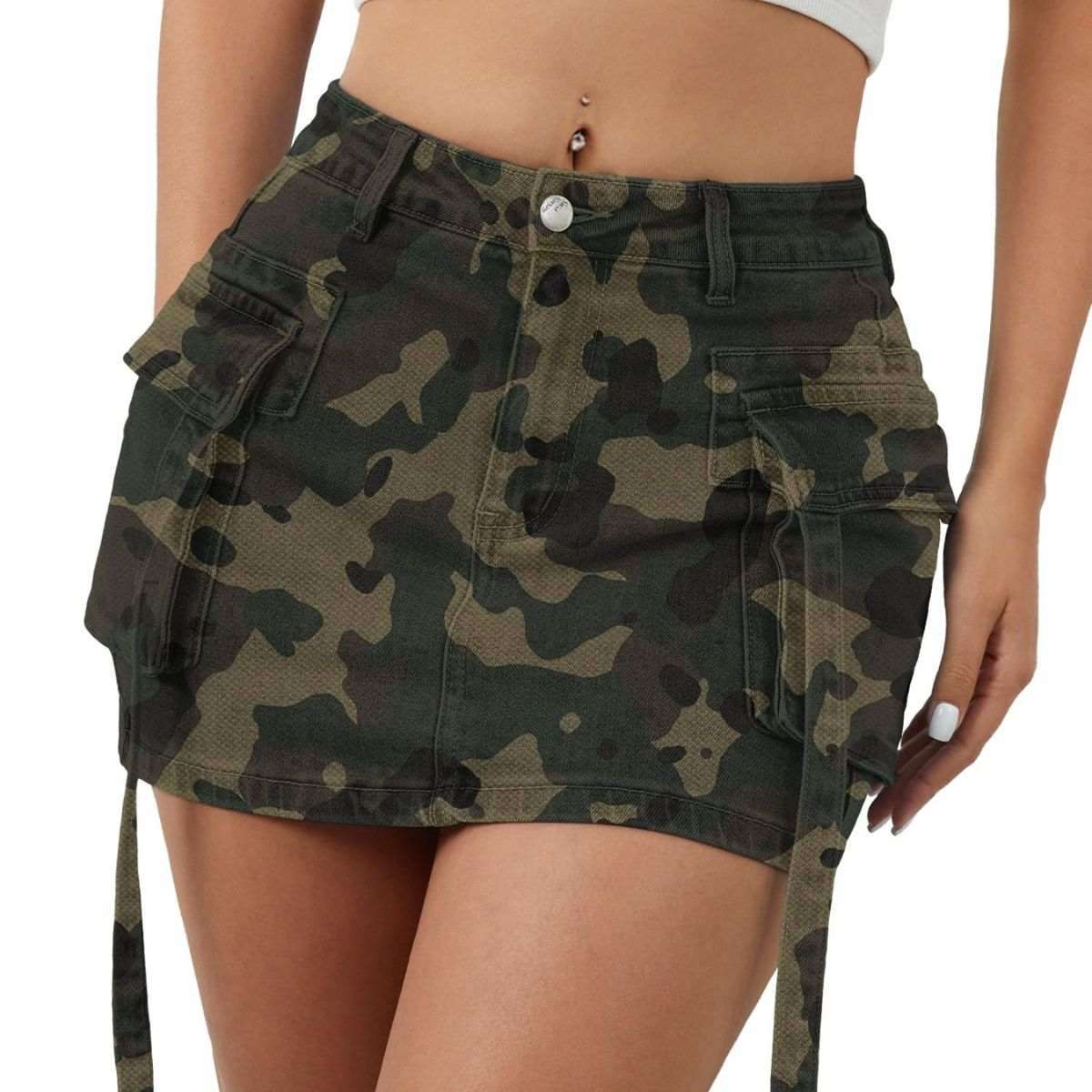 Women’s Stretchy Cargo Denim Skort
