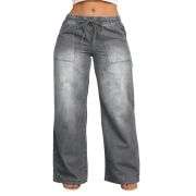 Plus Size Women’s Drawstring Waist Loose Wide Leg Jeans