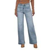 Women’s Solid Color Pocket High Rise Straight Leg Jeans