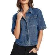 Women’s Short Sleeve Button Front Casual Denim Jacket
