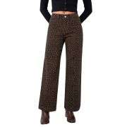 Women’s High Rise Wide Leg Stretch Leopard Print Ankle Jeans