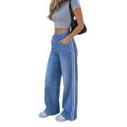 Women’s Side Stripe Stretch Wide Leg Jeans