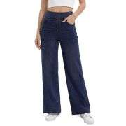Women’s High Rise Elastic Waist Tummy Control Stretch Wide Leg Jeans