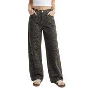 Women’s High Rise Leopard Print Wide Leg Loose Fit Jeans