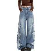 Women’s Cute Star Patchwork Loose Fit Jeans