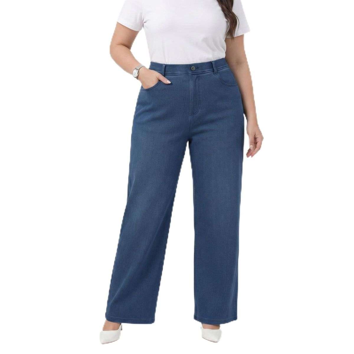 Women’s Plus Size Loose Casual High Waist Denim Long Pants