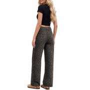 Women’s High Rise Leopard Print Wide Leg Loose Fit Jeans