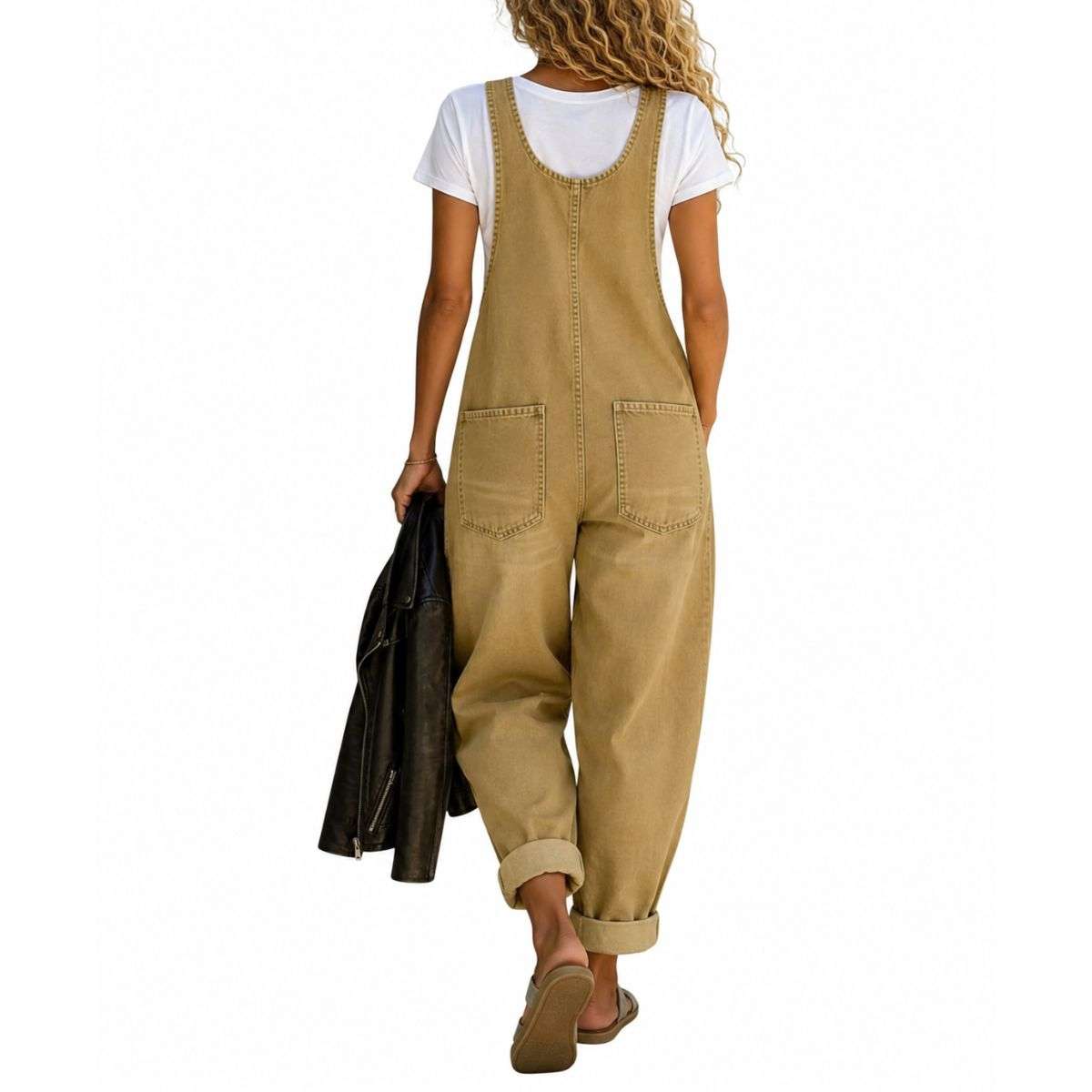 Women’s Y2K Style Loose Fit Cargo Denim Bib Overalls