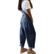 Women’s Loose Fit Adjustable Strap Cargo Denim Bib Overalls