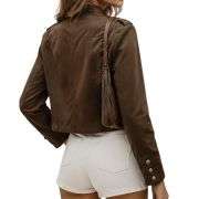 Women’s Vintage Stand Collar Double Breasted Denim Jacket