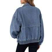 Women’s Zip Up Long Sleeve Loose Fit Denim Jacket