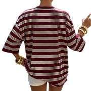 Women’s Y2K Striped Print Loose Short Sleeve T-Shirt