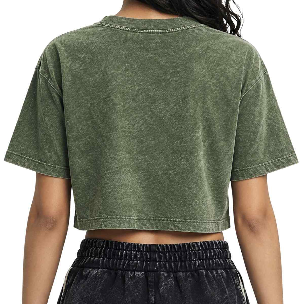 Women’s Loose Fit Acid Wash Cropped Short Sleeve T-Shirt