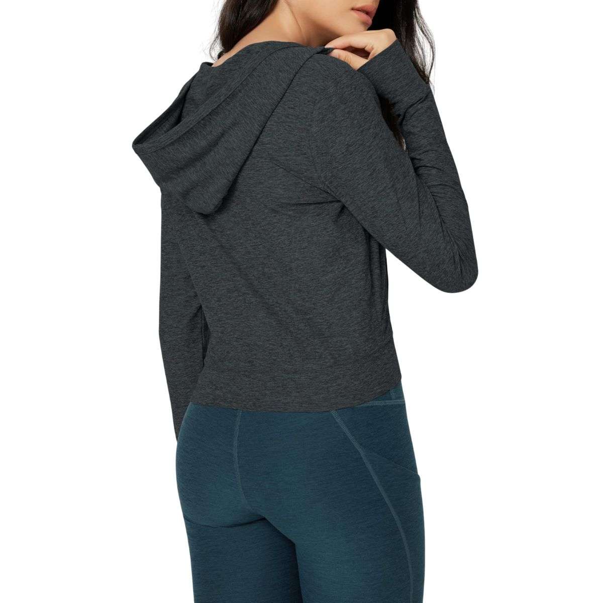 Women’s Full Zip Up Hooded Cropped Jacket with Pockets