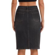 Women’s Stretchy Back Slit Midi Denim Skirt