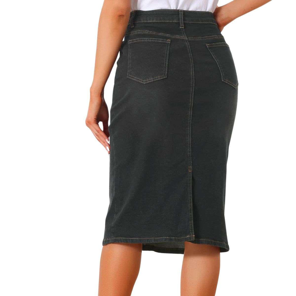 Women’s High Waisted Midi Denim Skirt