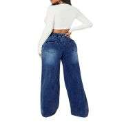Plus Size Women’s Loose Wide Leg Ripped Distressed Jeans