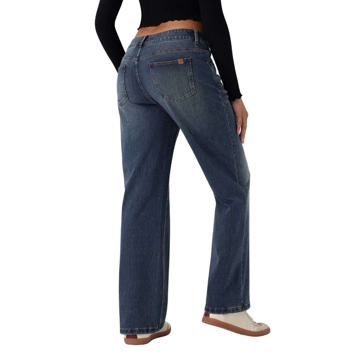 Women’s Asymmetrical Low Rise Straight Leg Jeans