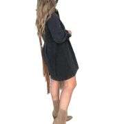 Women’s Button Front Long Sleeve Short Denim Dress