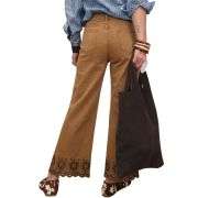 Women’s Embroidered Stretch Wide Leg Jeans