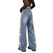 Women’s Cute Star Patchwork Loose Fit Jeans